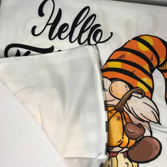 NWOT Pillow cover. Fall pumpkin, gnome, leaves, Hello Fall!  fits 18"-19" pillow - Picture 6 of 7